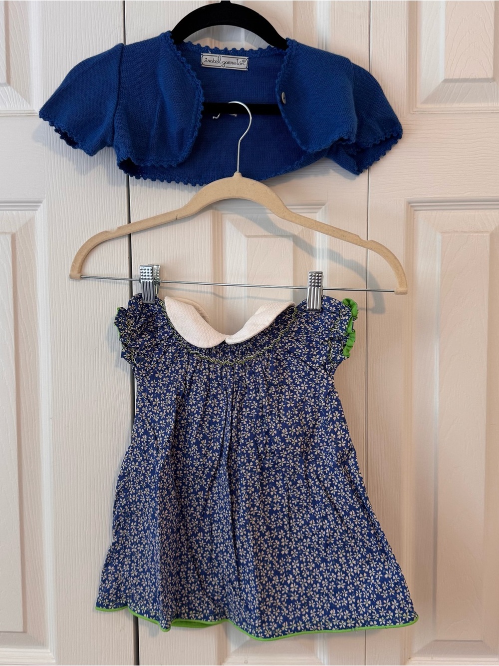 Isabel Garreton Blue Floral Dress and Royal Blue Bolero